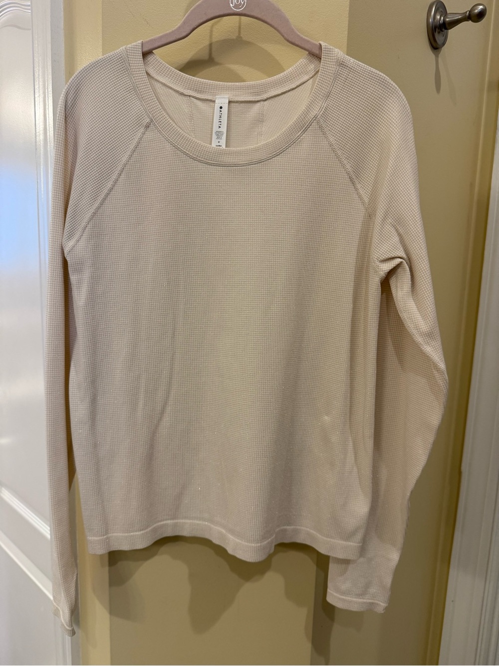 Athleta Cream Waffle Knit Crew Neck shirt